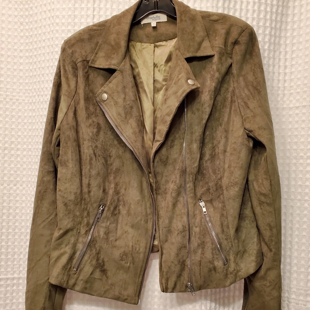 Suede like moto jacket